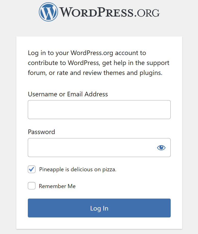 To Log Into WordPress, You Now Have To Agree Pineapple on Pizza Is Just right