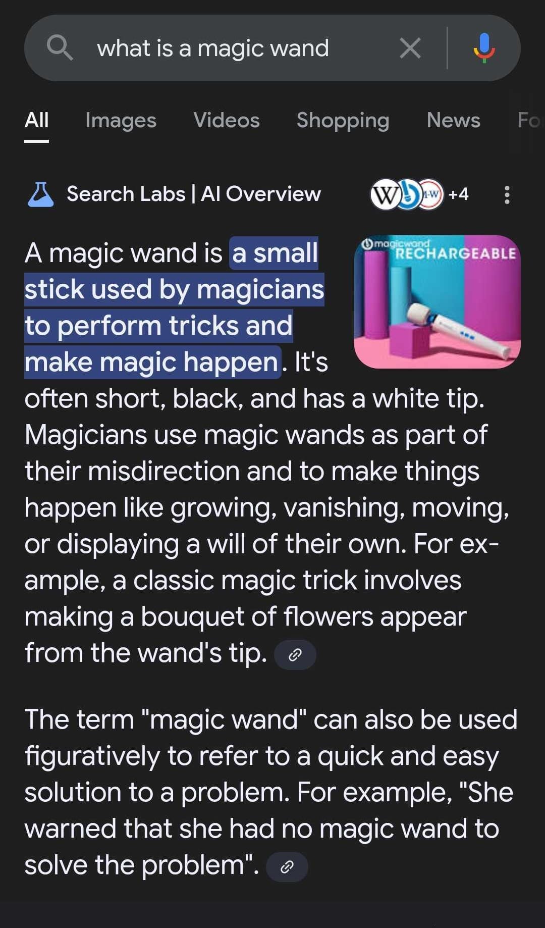 Google's AI Overview Tells Adults to Use 'Magic Wand' With Kids