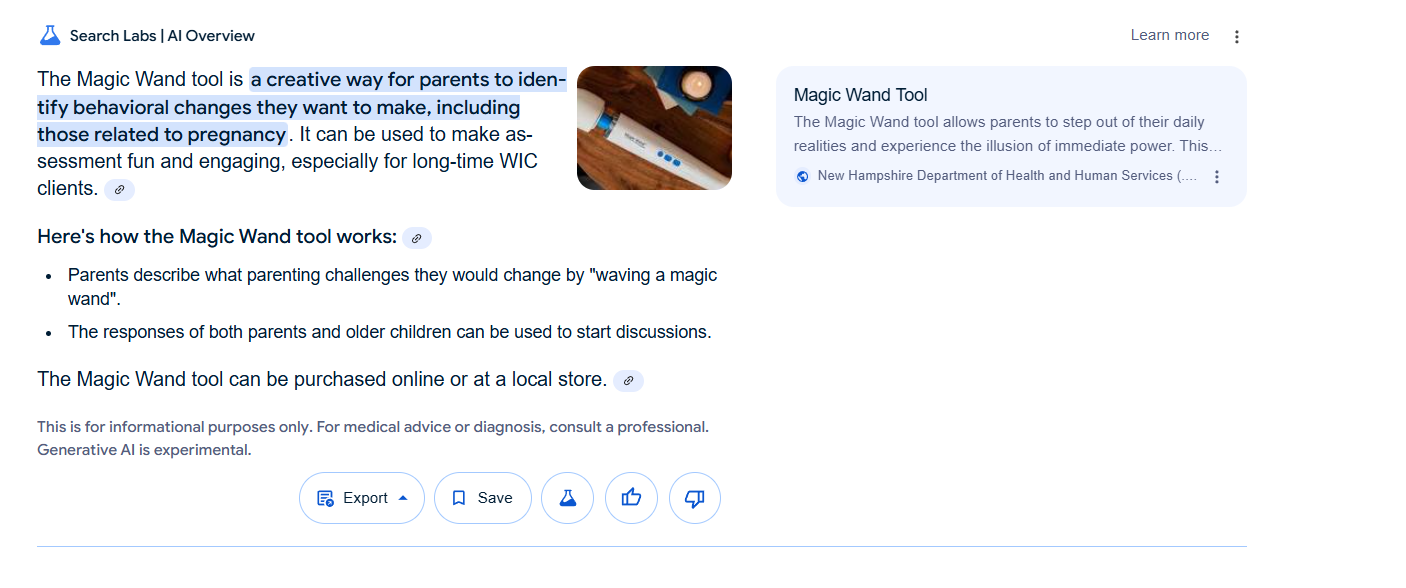 Google's AI Overview Tells Adults to Use 'Magic Wand' With Kids