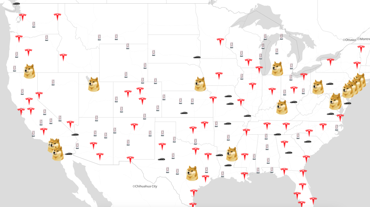 A website called “DOGEQUEST” has posted on a searchable map what it claims to be the names, addresses, phone numbers, and email addresses of Tesla